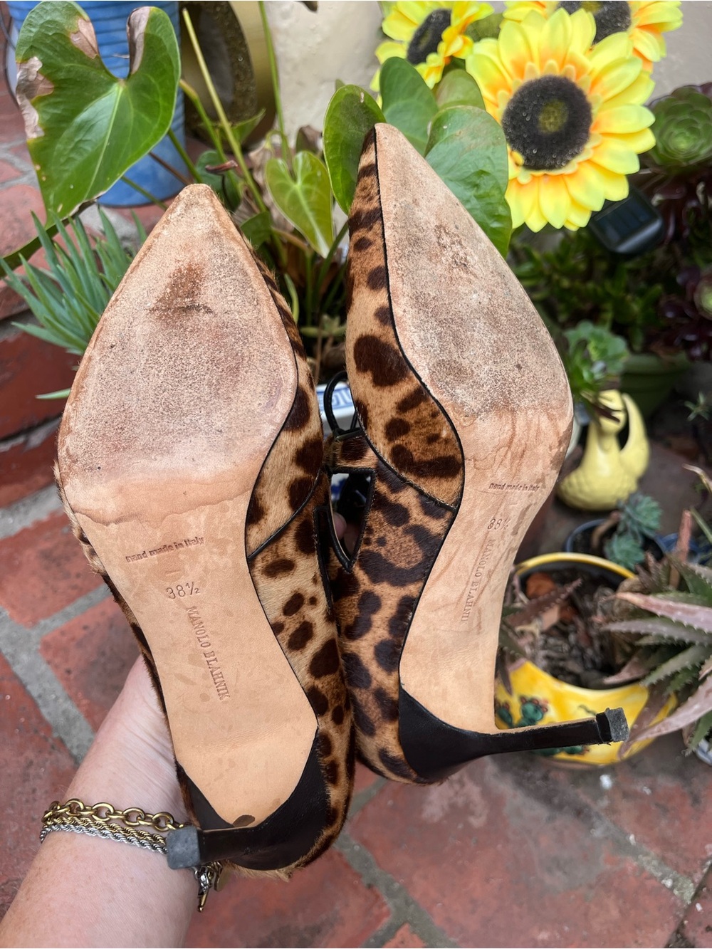 2 pairs, Prada silver black wedges and Manolo Blahnik pony hair tie pumps - Picture 10 of 11
